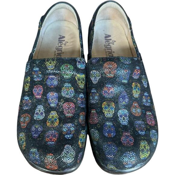 Alegria Keli PRO Sugar Skulls Dottie Slip On Professional Clog Shoes Black 37 - Picture 8 of 13